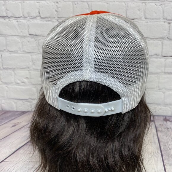 Vintage Trucker Hat Mesh Cap Snapback Orange White DI-CHEM Dresser Canada Patch - Picture 3 of 9